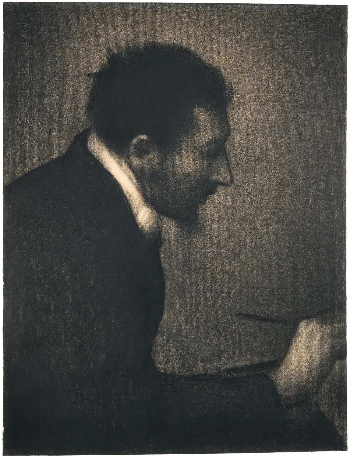 The full drawing of Edmond François Aman-Jean at work, by Georges Seurat